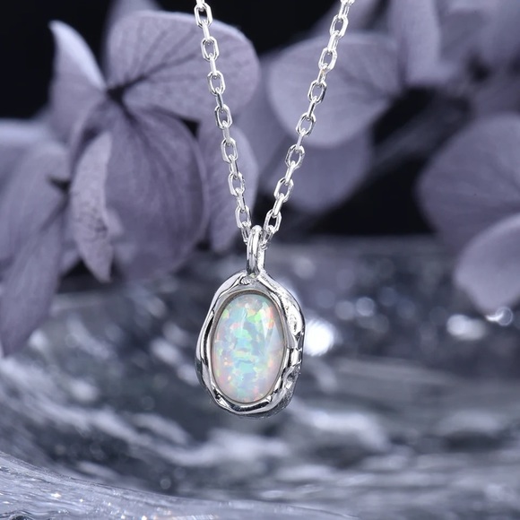 Lab Opal sterling silver necklace - Picture 6 of 6